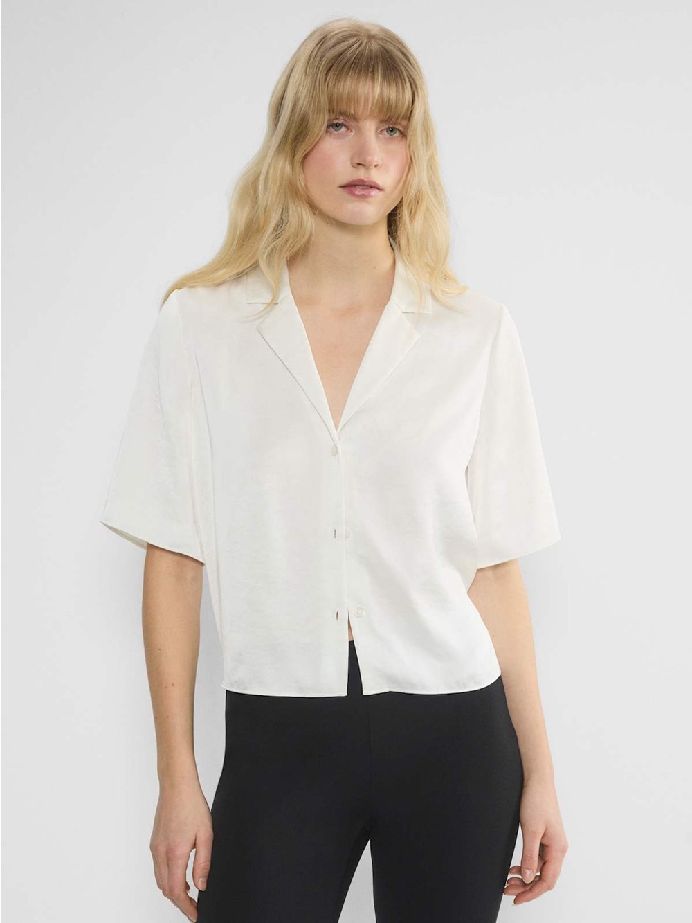 Aritzia Wilfred Beso Satin Shirt - White Birch - Sz S
